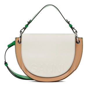 SOLD - NEW & UNUSED GANNI Egret (White & Beige) Banner Saddle Bag